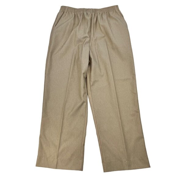 Alfred Dunner Womens Elastic Waist Pull On Cropped Straight Leg Pants Tan 8 - Picture 1 of 9